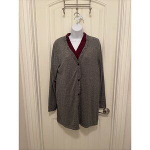 Cuddl Duds Cardigan Sweater Women’s Size M Gray Black PepperComfy Casual Leisure